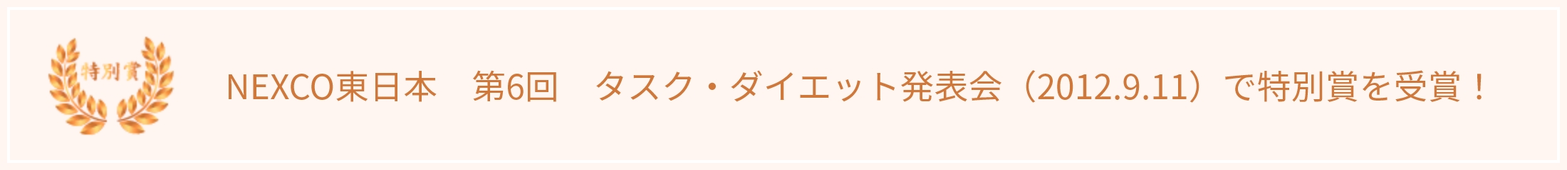 第6回　タスク・ダイエット発表会（2012.9.11）で特別賞を受賞！